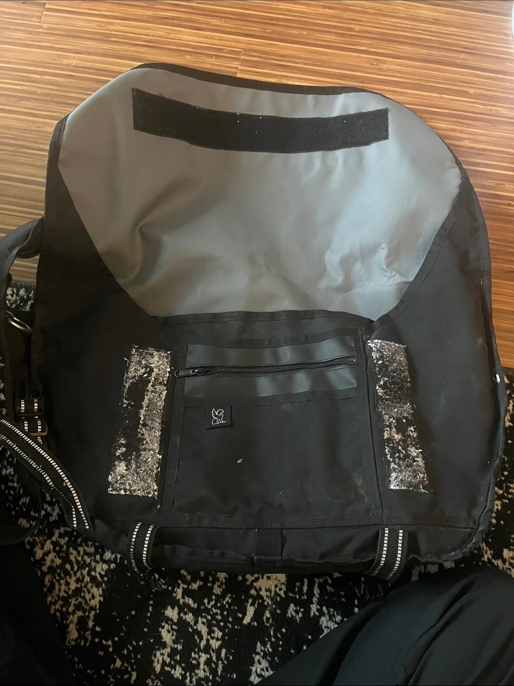 Chrome Black Messenger Bag with Reflective Straps